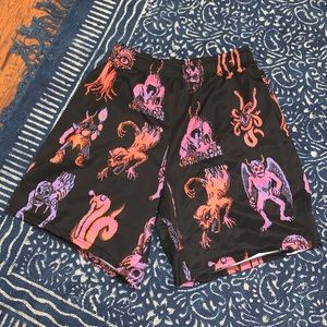 Grunge black n pink demon dragon shorts